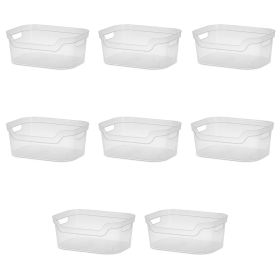 Medium Open Bin Plastic, Clear, Set of 8