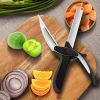 Knife with Cutting Board 2-in-1 Clever Food Chopper Cutter Smart Stainless Steel Built-in for Chopping Fruits Vegetables Meats Cheese Kitchen Gadget