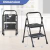 Portable Folding 2 Step Ladder with Wide Anti-Slip Pedal