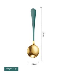 Spoon Creative Cute Thickening Stainless Steel Household (Option: Green Gold)