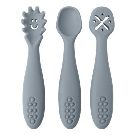 3 Silicone Spoons And Forks Baby Cutlery (Option: 005pebble)