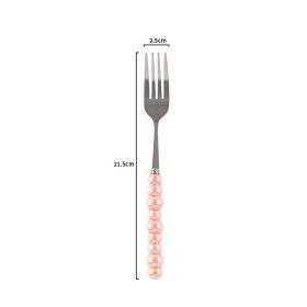 Ceramic Pearl Handle Knife Fork And Spoon Household Eating Soup Spoon Western Foodsteak Knife And Fork (Option: pink fork)