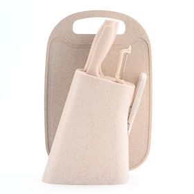 Color Straw Cutter With Cutting Board Suit (Option: Beige 7PCs)