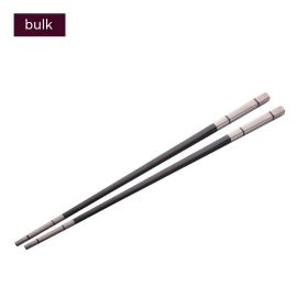 304 Stainless Steel Chopsticks Household Alloy Restaurant Color Laser Square-headed (Option: Long Black)