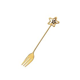 Creative 304 Cherry Blossom Dessert Coffee Cocktail Stirring Ice Spoon Hand Gift (Option: XINGX Pendant Fork Gold)