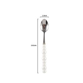 Ceramic Pearl Handle Knife Fork And Spoon Household Eating Soup Spoon Western Foodsteak Knife And Fork (Option: white tea spoon)