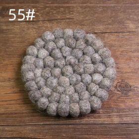 Anti-scald Tea Cup Temperament Pure Color Elegant Wool Ball Coaster (Option: 10cm Coaster 55)