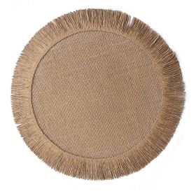 Christmas Simple Jute Placemat Heat Insulation Non-slip Mat (Option: Natural-R 38cm)