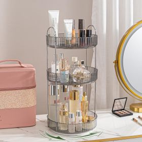 Rotating Makeup Organizer Acrylic Perfume Organizer Clear Skincare Organizer Cosmetics Organizer for Vanity Countertop (Color: gray)