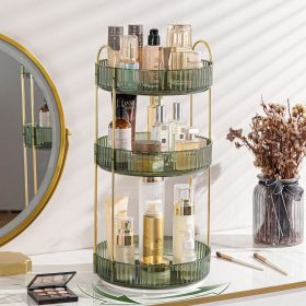 Rotating Makeup Organizer Acrylic Perfume Organizer Clear Skincare Organizer Cosmetics Organizer for Vanity Countertop (Color: Green)