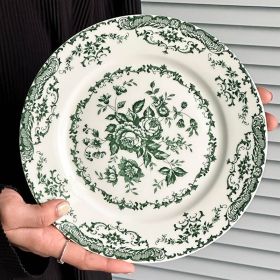 Ceramic Dinner Plate Household Dish (Option: Green-10 Inch Single Pack)