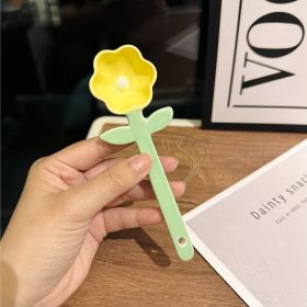 Girls Good-looking Tulip Ceramic SUNFLOWER Spoon Household Flower Coffee Dessert Ice-cream Spoon (Option: SUNFLOWER Yellow)