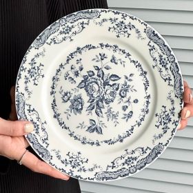 Ceramic Dinner Plate Household Dish (Option: Blue-8 Inch Single Pack)